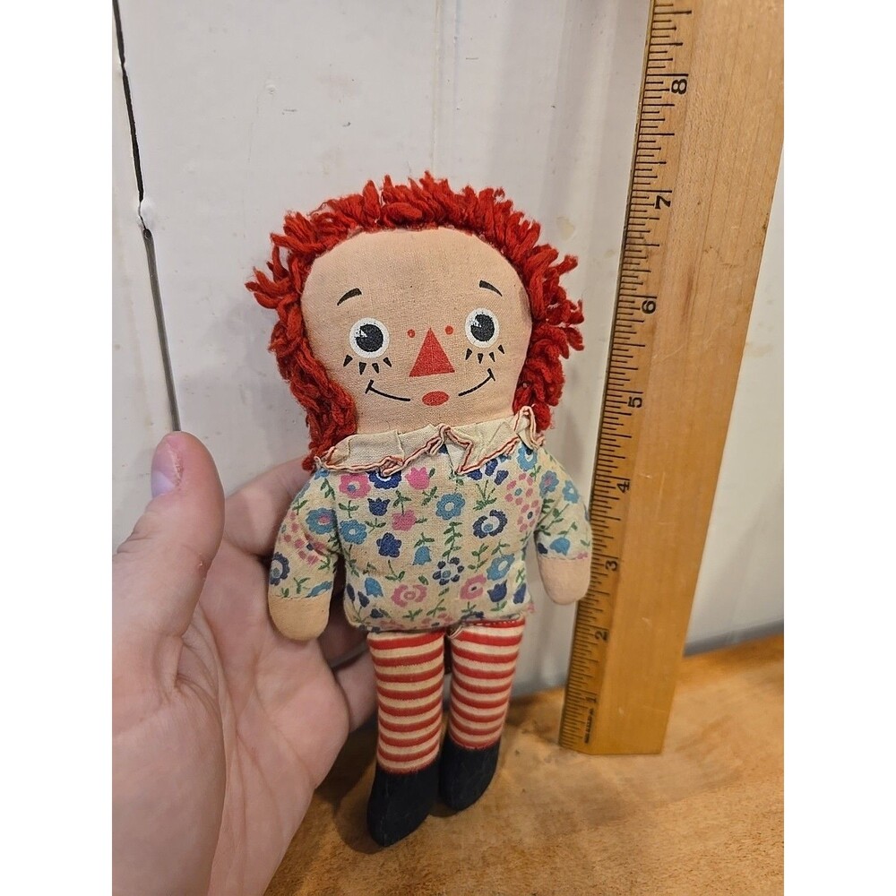 Vintage 70s Knickerbocker Raggedy Ann Small Cloth Soft Stuffed Rag Doll